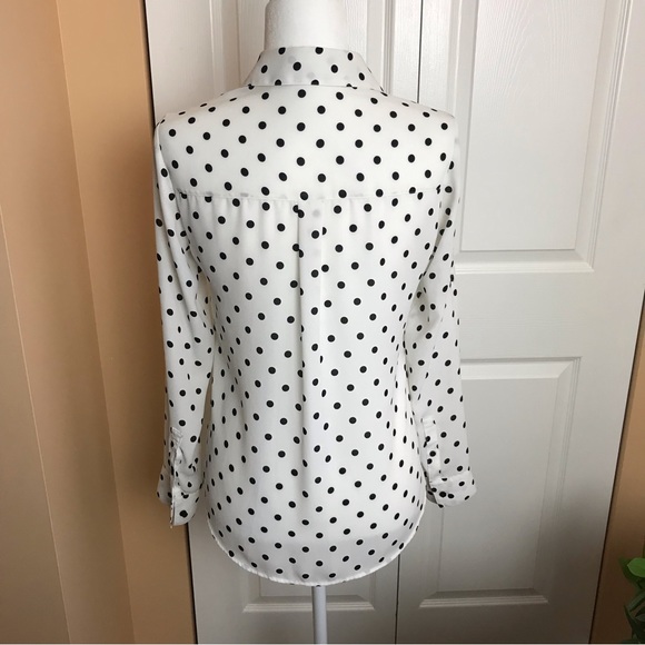 Express Polka Dot Button Down Blouse Size XS EUC - Picture 2 of 16
